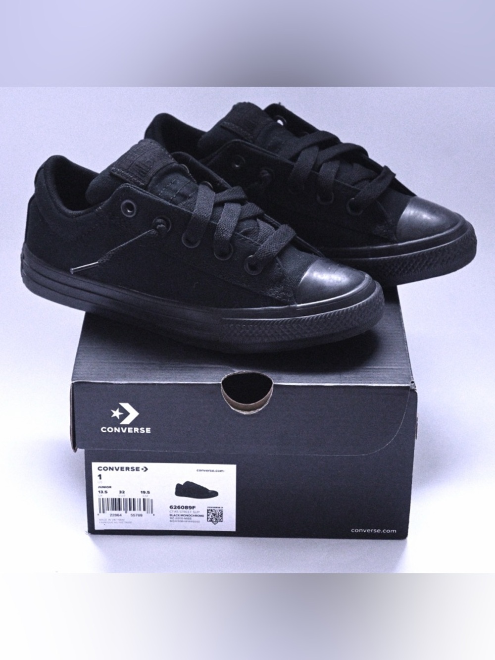 Converse Chuck Taylor All Star Low Black Monochrome Kids Size 1